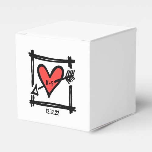 Custom Black  Red Love Heart Wedding Favor Box