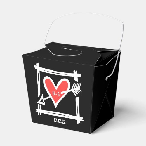 Custom Black  Red Love Heart Wedding Favor Box