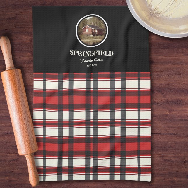 Custom Black Red Plaid Farmhouse Style  Kitchen Towel (Creator Uploaded)