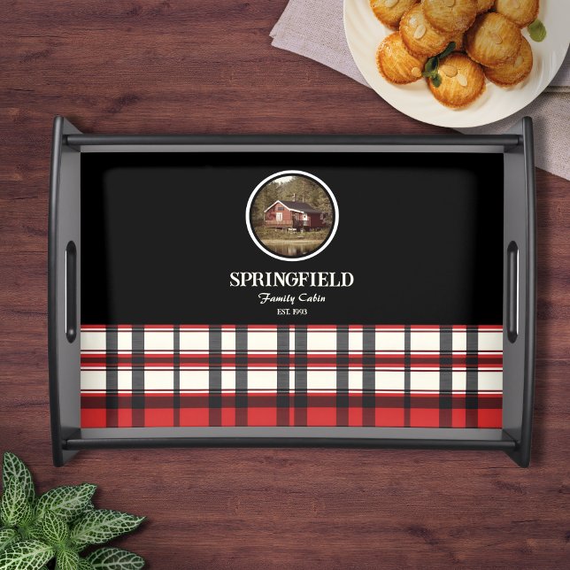 Custom Black Red Plaid Farmhouse Style  Serving Tray (Creator Uploaded)