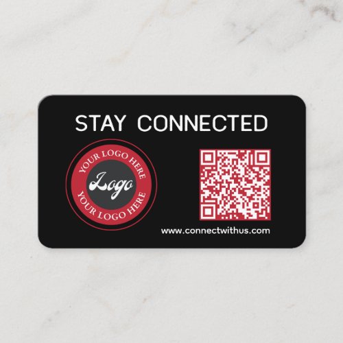 Custom Black Red Social Media QR Code Logo Business Card