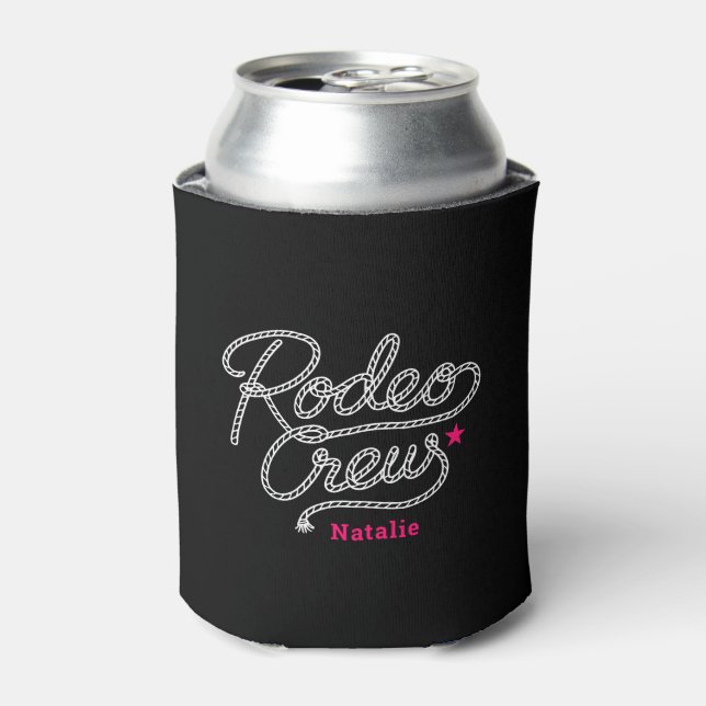 Custom Black Rodeo Crew Western Bachelorette Party Can Cooler (Can Front)