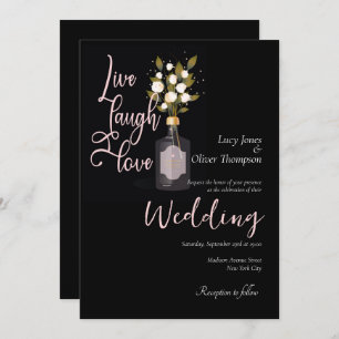 Custom Black Romantic Floral Wedding Card w/ Quote