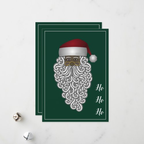 Custom Black Santa Claus Green Christmas  Holiday Card