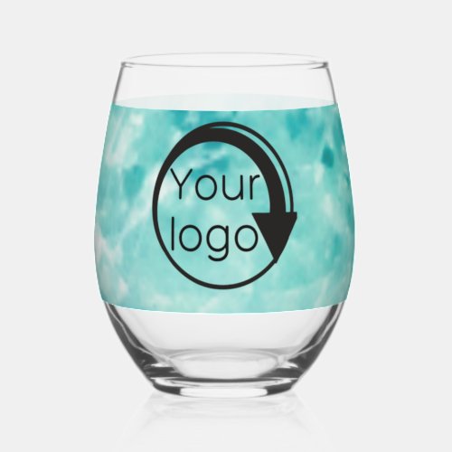 Custom Black Script Business Promotional Add Logo  Stemless Wine Glass
