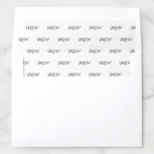 Custom black script couple's Initials monogram Env Envelope Liner