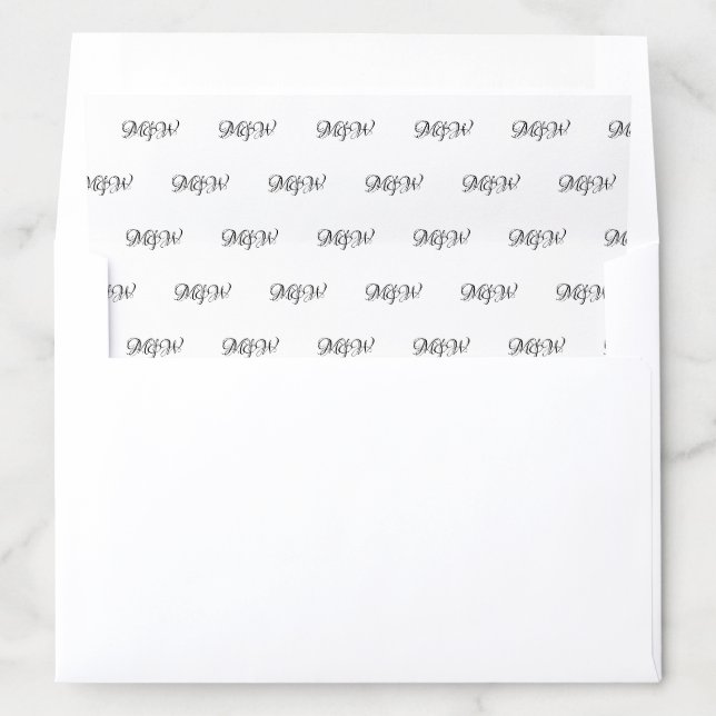 Custom black script couple's Initials monogram Env Envelope Liner (In Envelope)