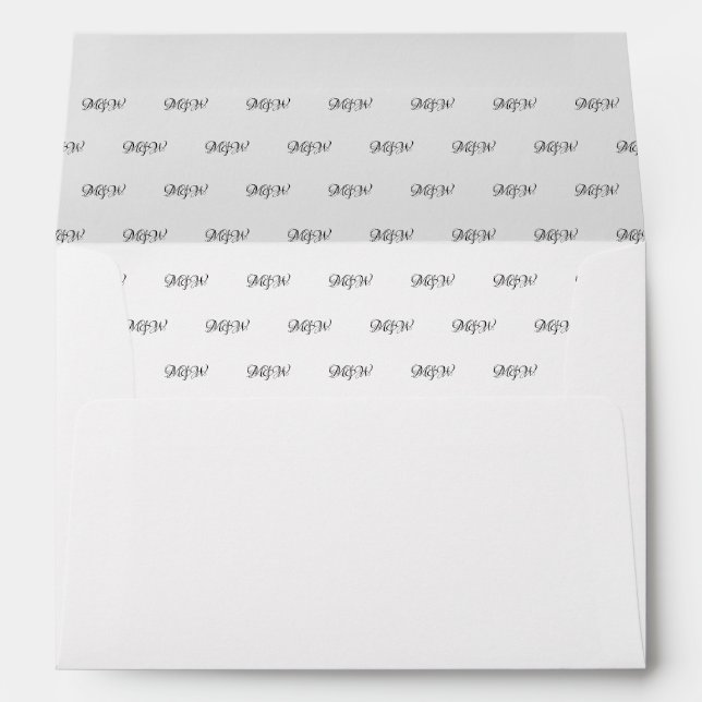 Custom black script couple's initials monogram envelope (Back (Bottom))