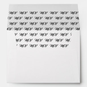 Custom black script couple's initials monogram envelope