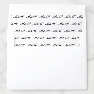 Custom black script couple's Initials monogram Envelope Liner