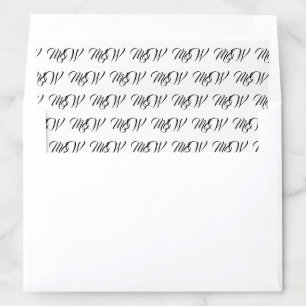 Custom black script couple's Initials monogram Envelope Liner