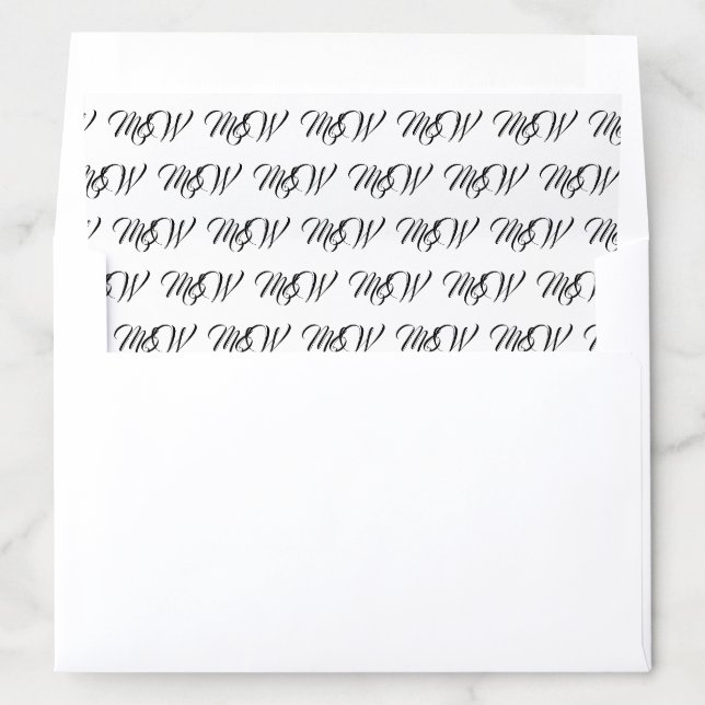 Custom black script couple's Initials monogram Envelope Liner (In Envelope)