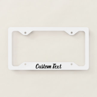Custom Black Script on White License Plate Frame