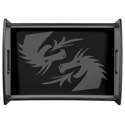 Custom black serving tray with two dragon heads
