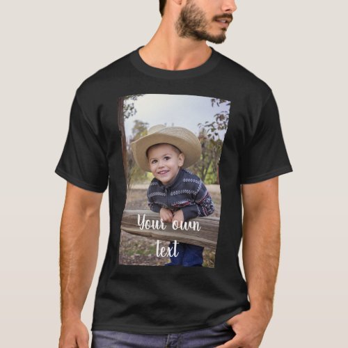 Custom Black Shirt Add Your own Photo and Text T_Shirt