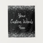 Custom Black &amp; Silver Personalized Birthday Party Tapestry