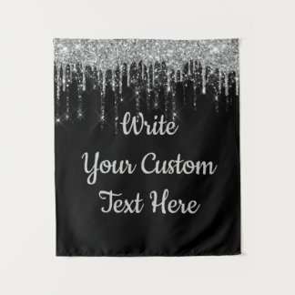 Custom Black Silver Wedding Backdrop Birthday Drop