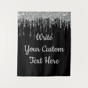 Custom Black Silver Wedding Backdrop Birthday Drop