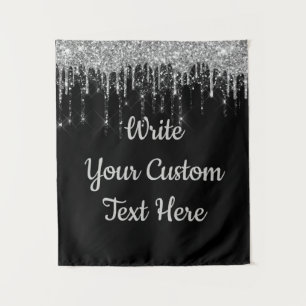 Custom Black Silver Wedding Backdrop Birthday Drop
