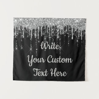 Custom Black Silver Wedding Backdrop Birthday Drop