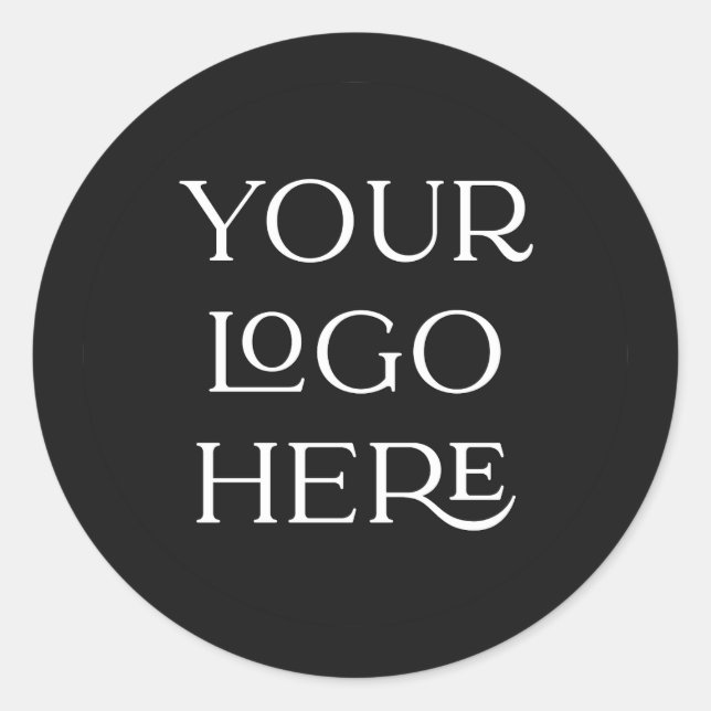 Custom Black Simple Business Logo Classic Round Sticker (Front)