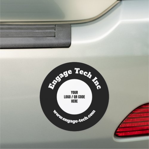 Custom Black Simple Company Name Logo QR Code Car Magnet