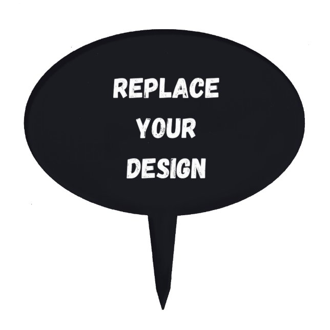 Custom black simple Design Add Photo or Text Cake Topper (Front)