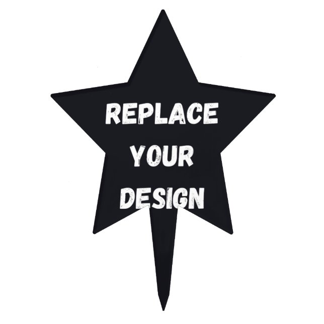 Custom black simple Design Add Photo or Text Cake Topper (Front)