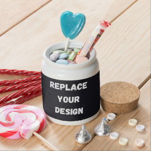 Custom black simple Design Add Photo or Text Candy Jar