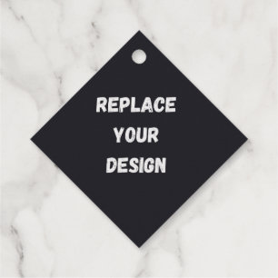 Custom black simple Design Add Photo or Text Foil Favor Tags