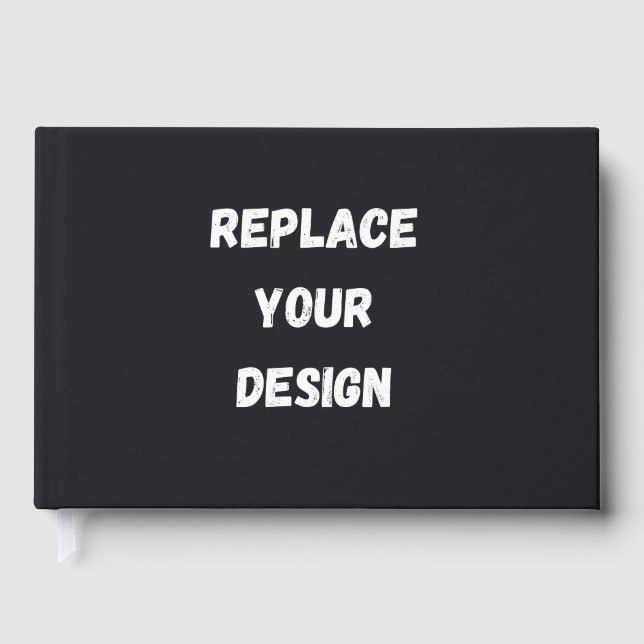 Custom black simple Design Add Photo or Text Foil Guest Book (Front)