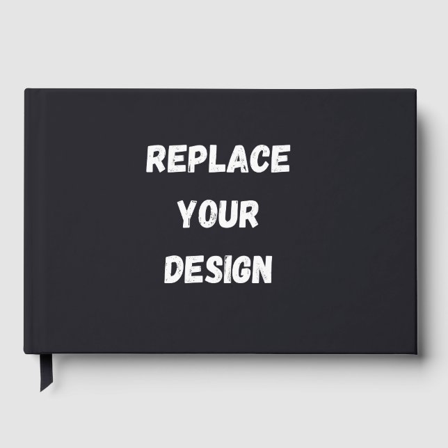 Custom black simple Design Add Photo or Text Foil Guest Book (Front)