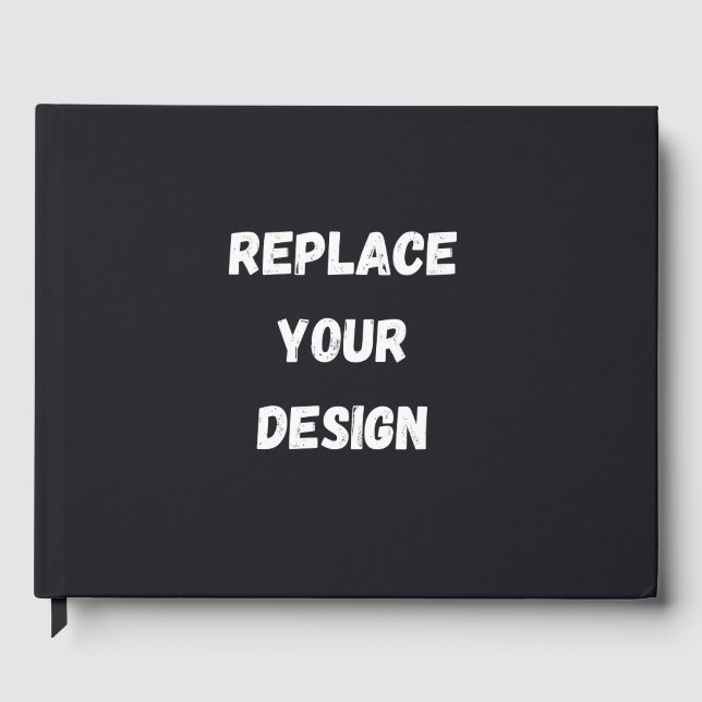 Custom black simple Design Add Photo or Text Foil Guest Book (Front)