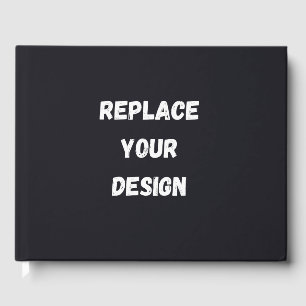 Custom black simple Design Add Photo or Text Foil Guest Book