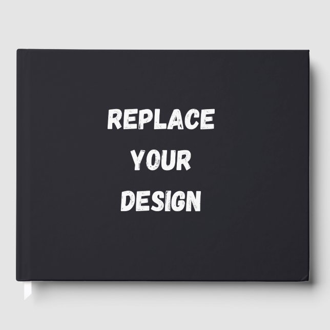 Custom black simple Design Add Photo or Text Guest Book (Front)