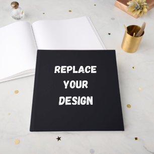 Custom black simple Design Add Photo or Text Guest Book