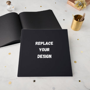 Custom black simple Design Add Photo or Text Guest Book