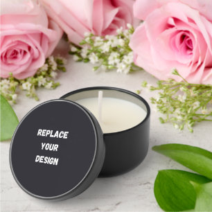 Custom black simple Design Add Photo or Text Mini Candle Favors