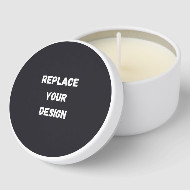 Custom black simple Design Add Photo or Text Mini Candle Favors (Corner)