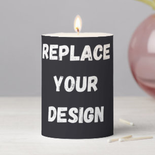 Custom black simple Design Add Photo or Text Pillar Candle