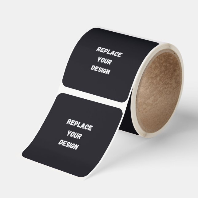 Custom black simple Design Add Photo or Text Square Sticker (Roll)