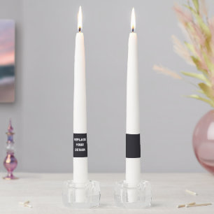 Custom black simple Design Add Photo or Text Taper Candle