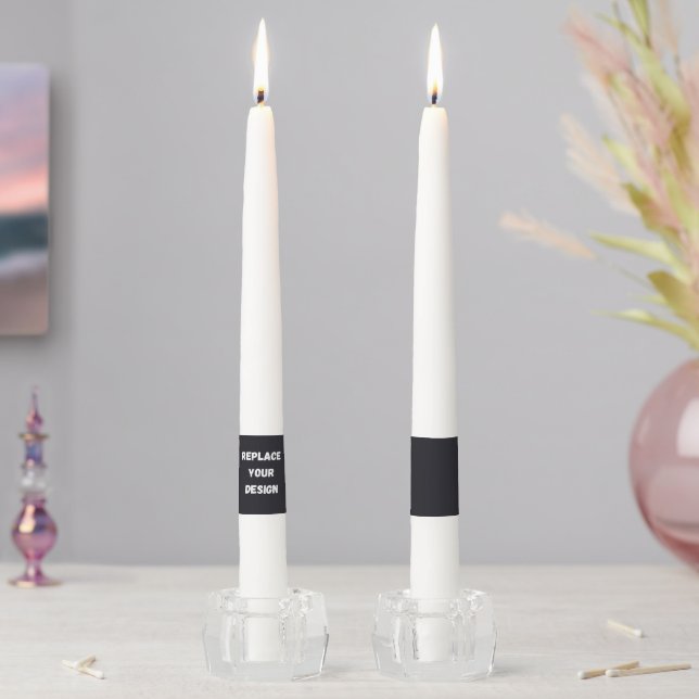 Custom black simple Design Add Photo or Text Taper Candle (In Situ)