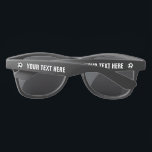 Custom black soccer ball logo sunglasses<br><div class="desc">Custom black soccer ball logo sunglasses. Dark colored party shades with custom name, funny quote or saying. Available in clear white, pink and many other color combinations. Great for Holidays, wedding party, politics, Birthday celebration, bachelorette, travel, vacation, school reunion, business promotions, company promo, advertising and more. Suitable for men and...</div>
