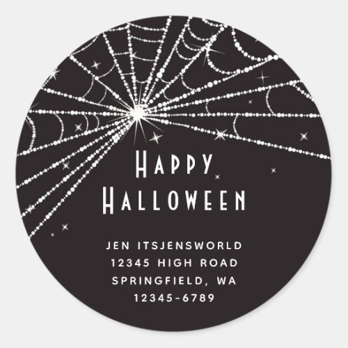 Custom Black Spider Web Halloween Classic Round Sticker