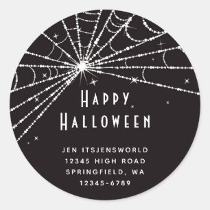 Custom Black Spider Web Halloween Classic Round Sticker