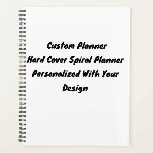 Custom Black Spiral Planner Personalized