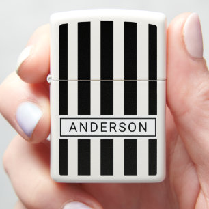 Custom Black Stripe Lighter with Your Name