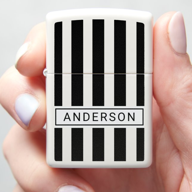 Custom Black Stripe Lighter with Your Name (In Hand)