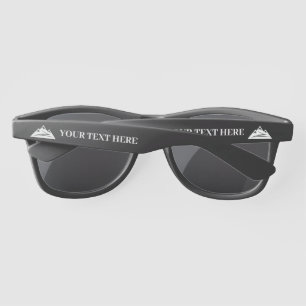 Custom black sunglasses with mountain peak logo